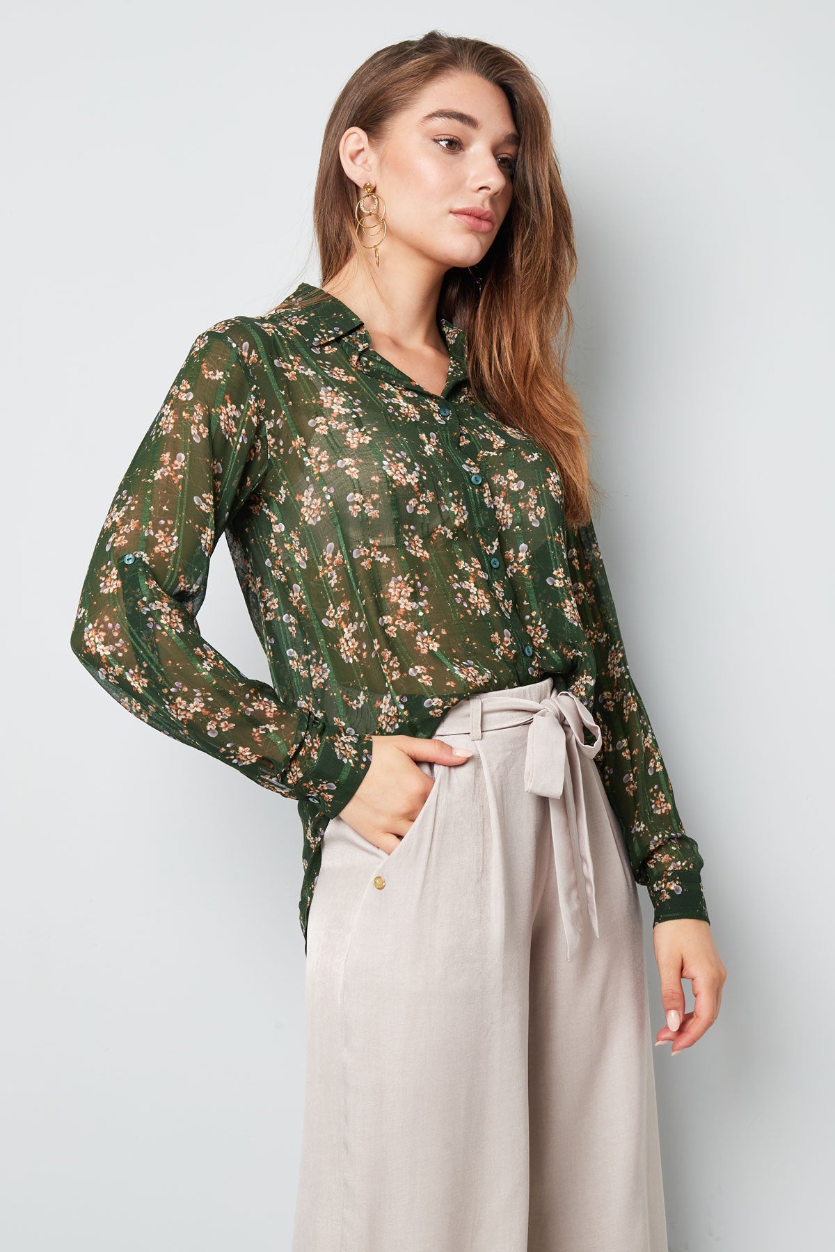 Woman's Floral Print Summer Shirt Blouse