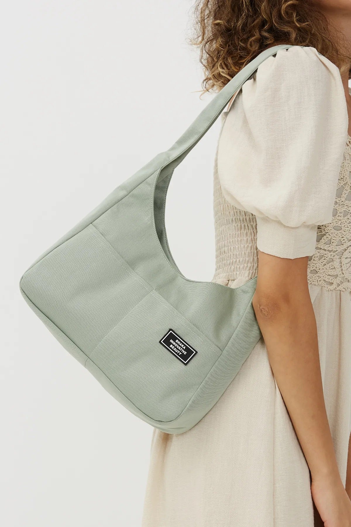 Women's  Casual Shoulder Tote Bag With Pockets - Green