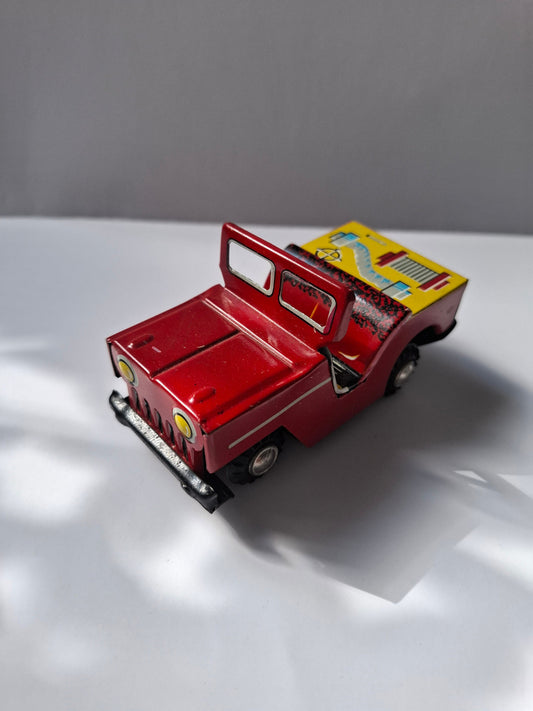 Nostalgic Tin Toy: Red Jeep - Vintage Treasure